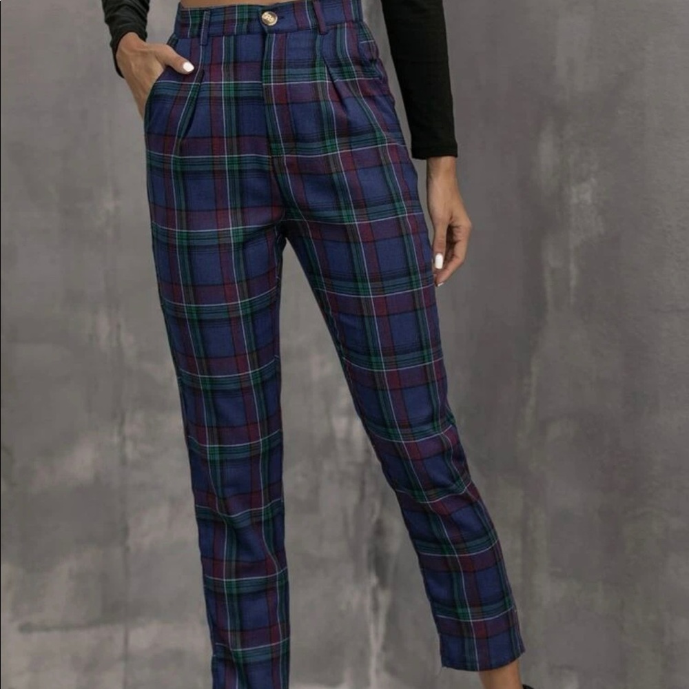 Blue Plaid Pants